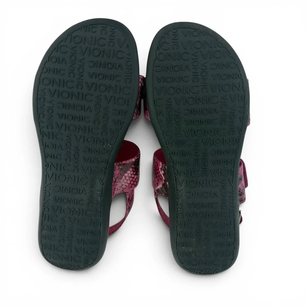 Vionic Magenta Snakeskin Gemstone Embellished Backstrap Sandals Women's Size 9 - Picture 8 of 10